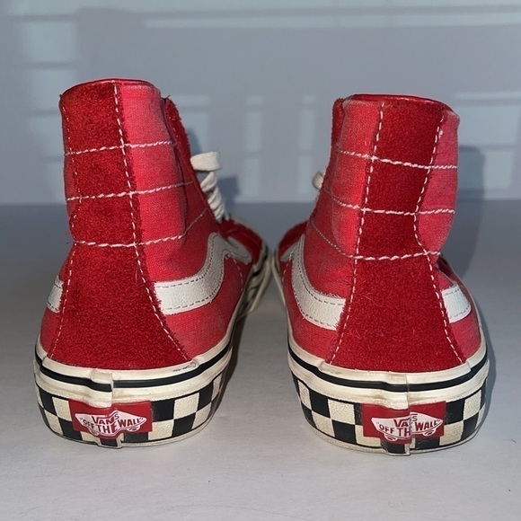 Vans SK8 Hi Decon Red And White Skater Sneakers - Picture 5 of 10